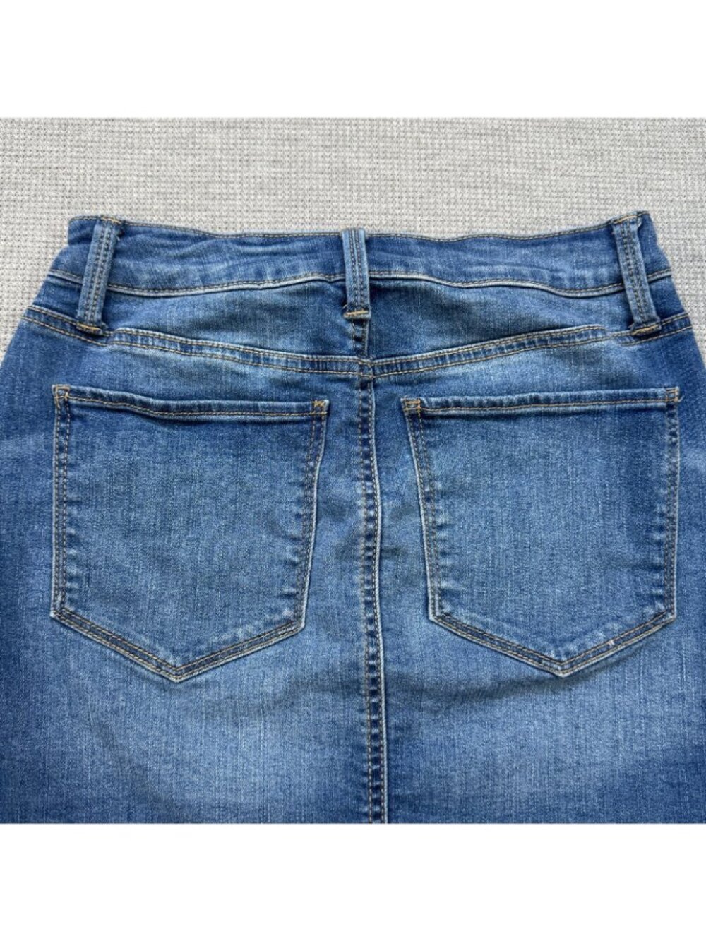 Mudd Denim Skirt Womens Size 1 Blue Distressed Button Front FLX Stretch Raw Hem - Picture 5 of 12